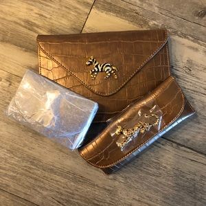 Bronze animal clutch, eyewear case and card case